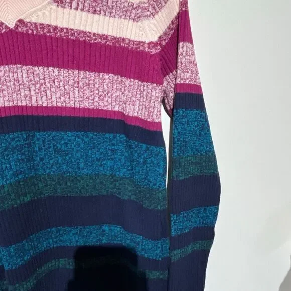 Chico's Women's Multicolor Colorblock Knitted V-Neck Pullover Sweater Medium - Picture 6 of 12